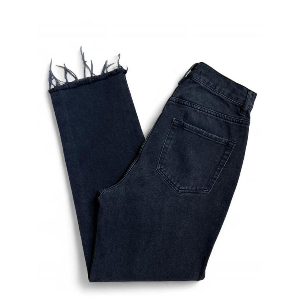 High Rise Black Distressed Straight Leg Jeans Women's Size  26